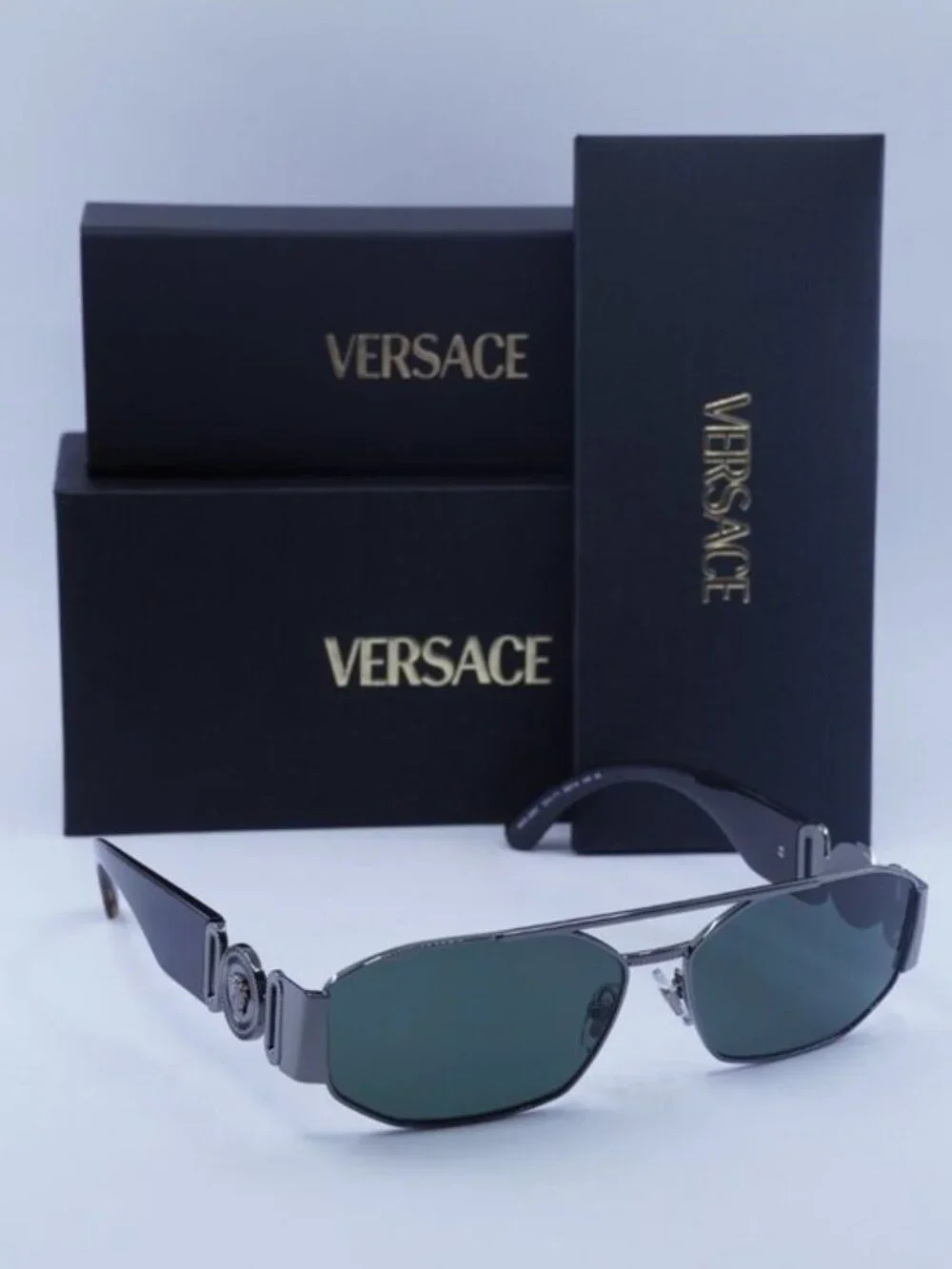 Versace VE2287 100171 Rectangle Sunglasses – Gunmetal / Grey